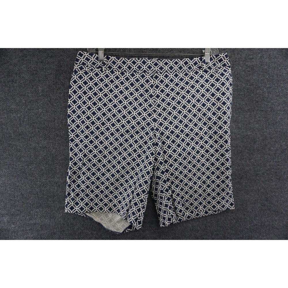 Talbots Perfect Short Womens 16W Bermuda Blue White Geometric